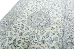 Backside of handmade 2000s Nain rug showing knot structure and weave density