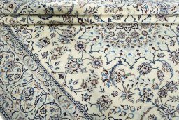 Close-up detail of New Nain rug from Iran / Persia showing Wool weave