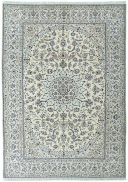 Full view of New Nain rug from Iran / Persia, 351 × 251 cm in Beige tones