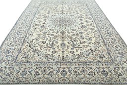 Surface texture of New Nain rug with natural Wool and intricate pattern