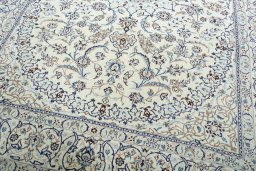 Close-up detail of New Nain rug from Iran / Persia showing Wool weave