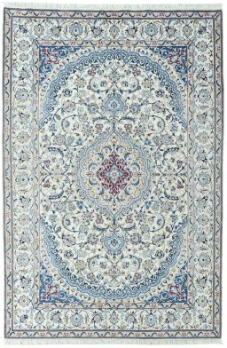 Full view of 2000s Nain rug from Iran / Persia, 298 × 200 cm in Beige tones