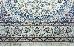 Full view of 2000s Nain rug from Iran / Persia, 298 × 200 cm in Beige tones