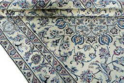 Close-up detail of 2000s Nain rug from Iran / Persia showing Wool weave