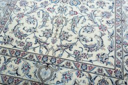 Close-up detail of 2000s Nain rug from Iran / Persia showing Wool weave