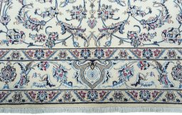 Full view of 2000s Nain rug from Iran / Persia, 299 × 203 cm in Beige tones