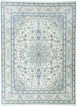 Full view of 2000s Nain rug from Iran / Persia, 395 × 291 cm in Beige tones