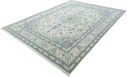 Corner detail of 2000s Nain rug showing border pattern and Wool pile