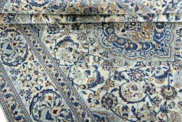 Close-up detail of 2000s Nain rug from Iran / Persia showing Wool weave