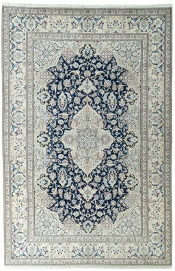 Full view of 2000s Nain rug from Iran / Persia, 465 × 307 cm in Blue tones