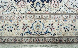 Full view of 2000s Nain rug from Iran / Persia, 465 × 307 cm in Blue tones