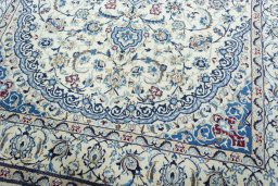 Close-up detail of 2000s Nain rug from Iran / Persia showing Wool weave