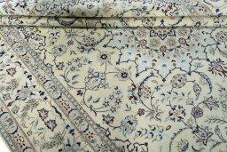 Close-up detail of 2000s Nain rug from Iran / Persia showing Wool weave