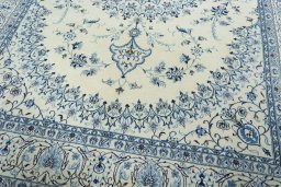 Close-up detail of New Nain rug from Iran / Persia showing Wool weave