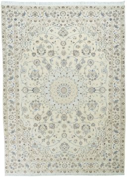 Full view of New Nain rug from Iran / Persia, 355 × 257 cm in Beige tones