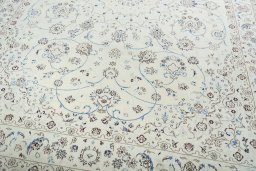 Close-up detail of New Nain rug from Iran / Persia showing Wool weave