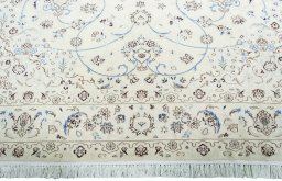 Full view of New Nain rug from Iran / Persia, 355 × 257 cm in Beige tones