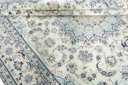 Close-up detail of New Nain rug from Iran / Persia showing Wool weave