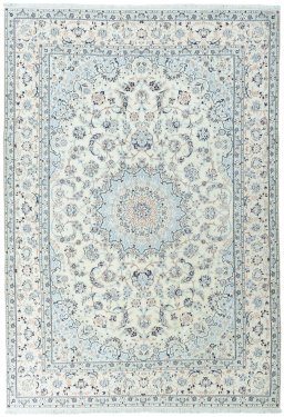 Full view of New Nain rug from Iran / Persia, 350 × 245 cm in Beige tones