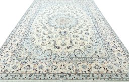 Surface texture of New Nain rug with natural Wool and intricate pattern