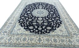 Surface texture of New Nain rug with natural Wool and intricate pattern