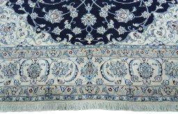 Full view of New Nain rug from Iran / Persia, 337 × 248 cm in Blue tones