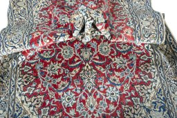 Close-up detail of New Nain rug from Iran / Persia showing Wool weave