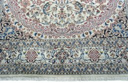 Full view of 2000s Nain rug from Iran / Persia, 289 × 191 cm in Beige tones