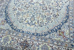 Close-up detail of 2000s Nain rug from Iran / Persia showing Wool weave