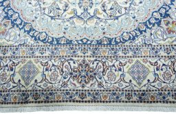Full view of 2000s Nain rug from Iran / Persia, 344 × 237 cm in Beige tones