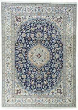 Full view of 2000s Nain rug from Iran / Persia, 337 × 242 cm in Blue tones