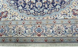 Full view of 2000s Nain rug from Iran / Persia, 337 × 242 cm in Blue tones