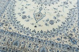 Close-up detail of New Nain rug from Iran / Persia showing Wool weave