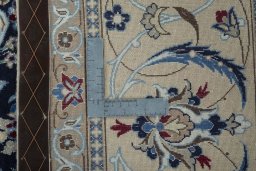 Close-up detail of New Nain rug from Iran / Persia showing Wool weave