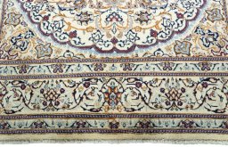 Full view of 2000s Nain rug from Iran / Persia, 275 × 201 cm in Beige tones