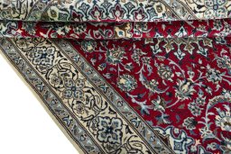 Close-up detail of New Nain rug from Iran / Persia showing Wool weave