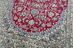 Close-up detail of New Nain rug from Iran / Persia showing Wool weave