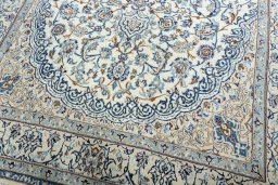 Close-up detail of 2000s Nain rug from Iran / Persia showing Wool weave