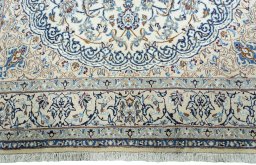 Full view of 2000s Nain rug from Iran / Persia, 332 × 206 cm in Beige tones