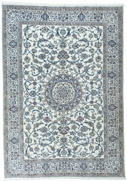 Full view of 2000s Nain rug from Iran / Persia, 342 × 243 cm in Beige tones