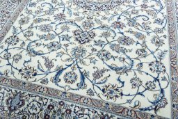 Close-up detail of 2000s Nain rug from Iran / Persia showing Wool weave