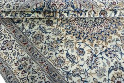 Close-up detail of 2000s Nain rug from Iran / Persia showing Wool weave
