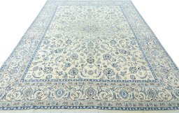 Surface texture of New Nain rug with natural Wool and intricate pattern