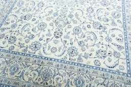 Close-up detail of New Nain rug from Iran / Persia showing Wool weave