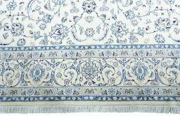 Full view of New Nain rug from Iran / Persia, 348 × 244 cm in Beige tones