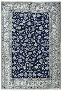 Full view of 2000s Nain rug from Iran / Persia, 291 × 200 cm in Blue tones