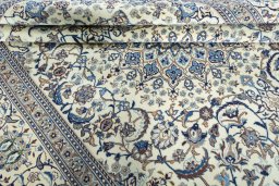 Close-up detail of 2000s Nain rug from Iran / Persia showing Wool weave