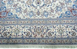 Full view of 2000s Nain rug from Iran / Persia, 393 × 290 cm in Beige tones