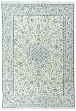 Full view of New Nain rug from Iran / Persia, 353 × 246 cm in Beige tones