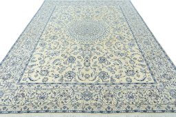 Surface texture of New Nain rug with natural Wool and intricate pattern